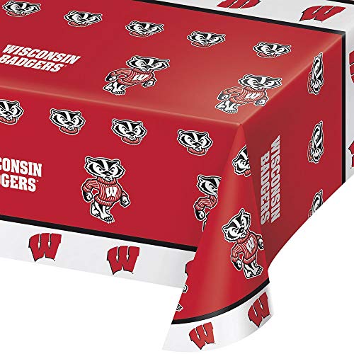 Creative Converting University of Wisconsin Print Plastic Tablecloth, Badgers