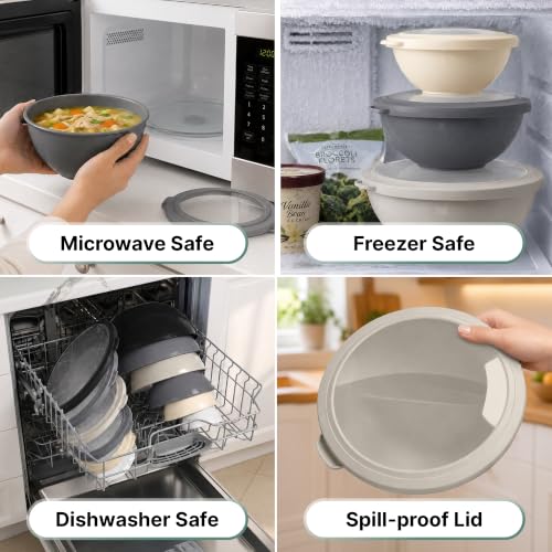 Image of Zulay Kitchen 12 Piece Plastic Mixing Bowls with Leak-Proof Lids Set - Microwave and Freezer Safe Kitchen Mixing Bowls for Preparing, Serving and Storing - Large Nesting Bowls (Midnight Ombre)