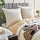Seiwohl Satin Kissenbezug 80x80 2er Set, Weich wie Seidenkissenbezug Silk Pillowcase, Vegane Seide Kopfkissenbezug Kissenhülle Seidenkopfkissen für Haar und Haut mit Haargummis, Beige