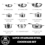 imarku 14-Piece Tri-Ply Hammered Stainless Steel Cookware Set - Image 4