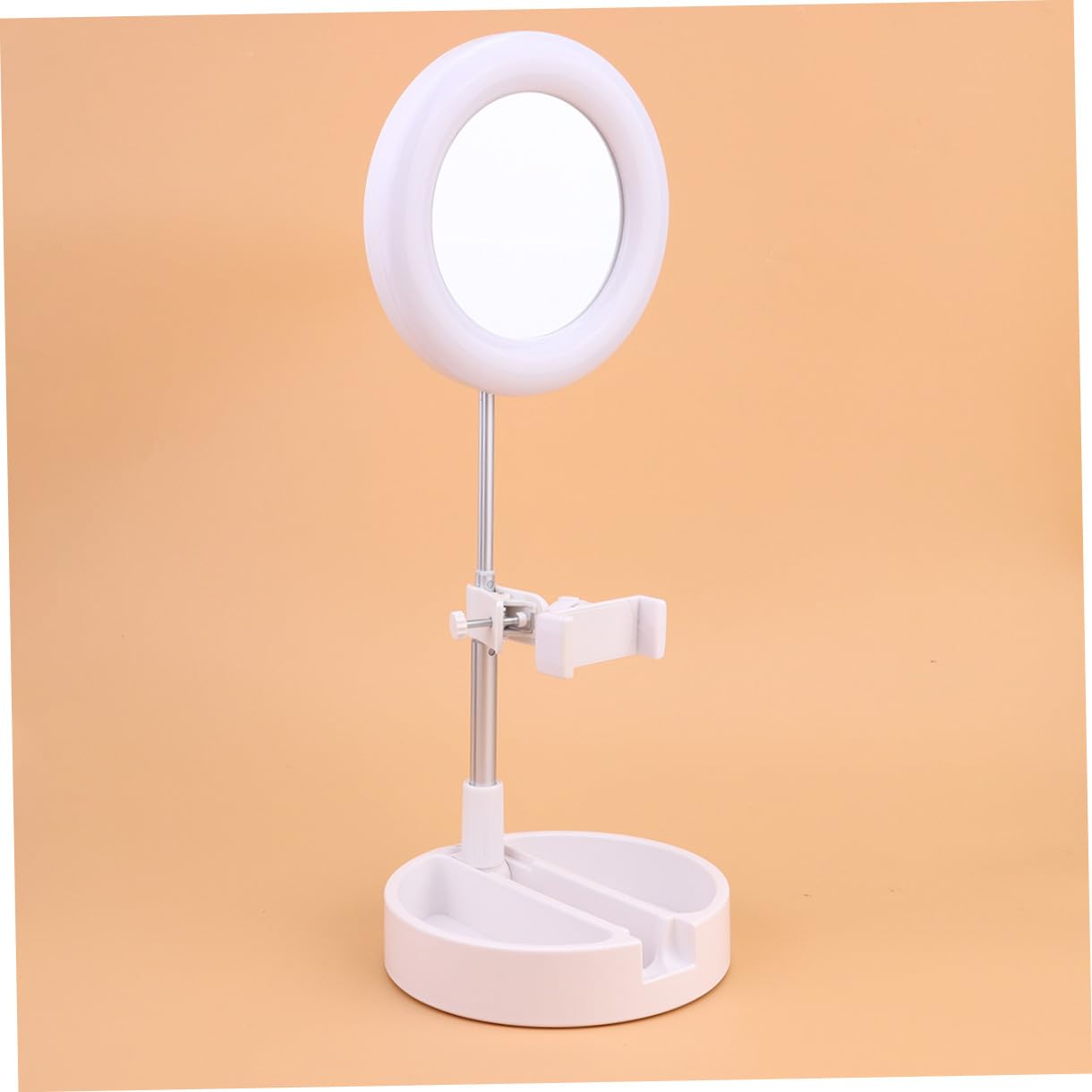 GALPADA Lampada da Tavolo LED ad Anello per Selfie e Trucco con Supporto Regolabile per Cellulare Luce Bianca Multifunzionale per Video Fotografia e Streaming Live