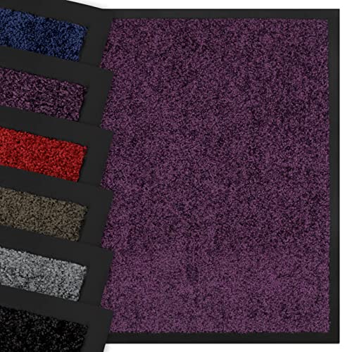 Nova Forma Premium Schmutzfangmatte Grace - waschbare & leistungsstarke Fußmatte - Sauberlaufmatte mit Top-Reinigungswirkung - rutschfeste Türmatte in großer Auswahl - Lila 80x120 cm Cover