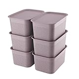 AREYZIN Plastic Storage Bins With Lid Set of 6 Storage Baskets for Organizing Container Lidded Storage Organizer Bins for Shelves Drawers Desktop...