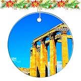 Ornements de Noël en céramique - Souvenirs de la ville d'Athènes - Temple de Zeus Olympien - Cadeau de mariage
