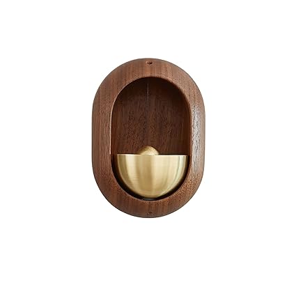 Shopkeepers Bell, Decorative Fridge Magnets, Magnetically-Attached Wood Doorbell, Door Chime for Business When Entering & Lightweight Unique Bell for Door Wall Store Wardrobe Decor (Black Walnut)