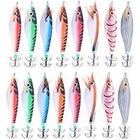 IMCCZONY 16 Piezas 9,6G 10 cm Luminou Calamar Jig Pesca Madera