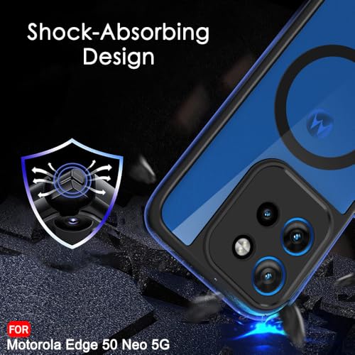Image of TheGiftKart Hybrid Shockproof Back Cover Case for Motorola Moto Edge 50 Neo 5G Compatible with MagSafe | Hard Back Cover for Motorola Moto Edge 50 Neo (PC & TPU, Transparent Clear Back, Black Sides)