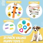 Jouets pour chiots 21 Pack, Jouets à mâcher petits chiens avec des jouets à corde pour les dents Jouet de coucou mignon avec boule de traitement pour chiot, Petits chiens