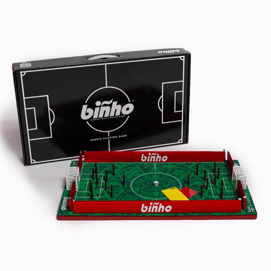Binho Board Classic Board Game Mexico Edition - 2-Player Fast-Paced Finger Flicker Pinball Family Board Games - Portable Tabletop Sports Game Set for Any Occasion
