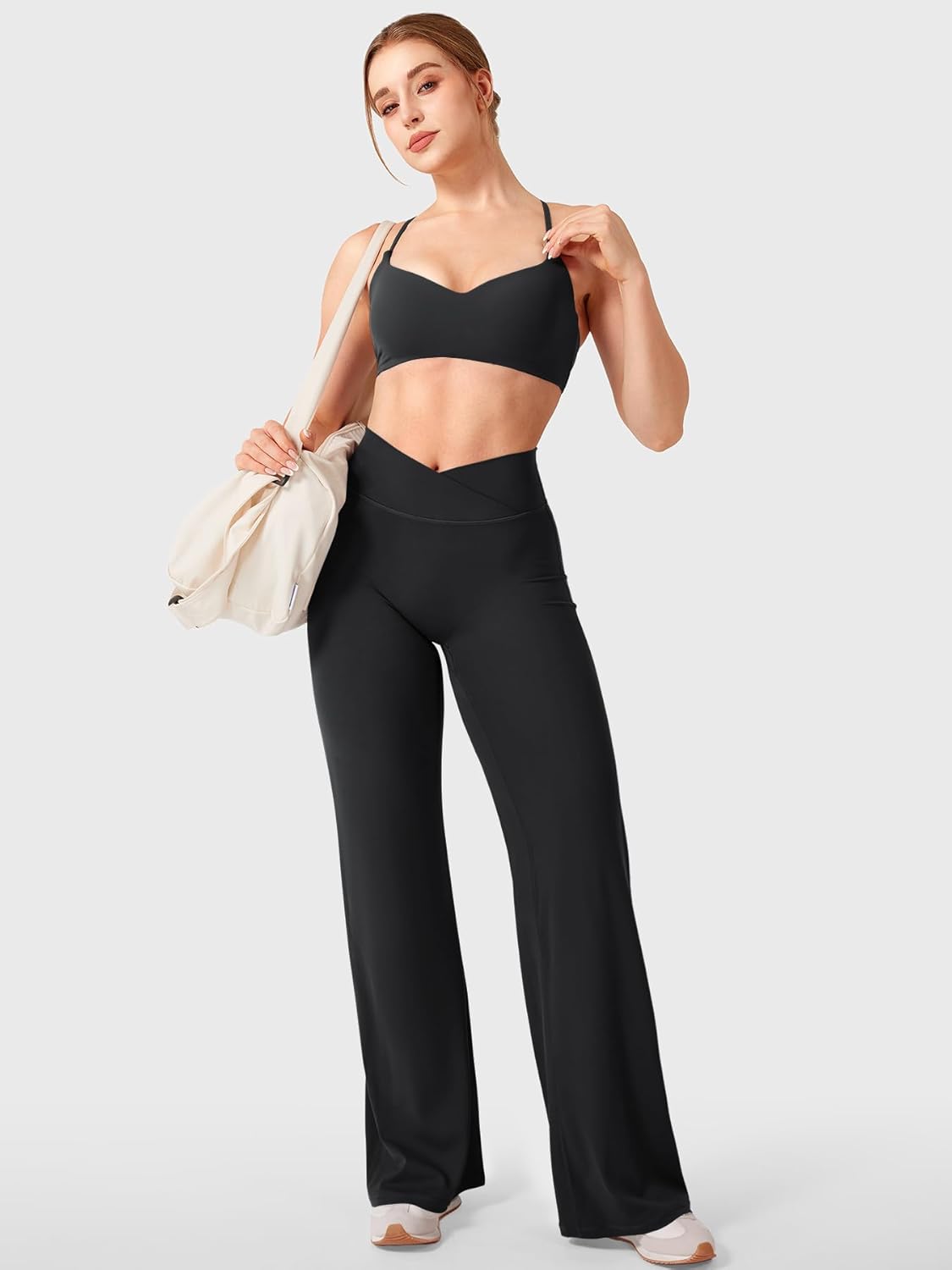 YEOREO Straight Leg Leggings for Women No Front Seam Workout Leggings 31.5" Crossover High Waist Soft Eddiy Yoga Pants - Image 5