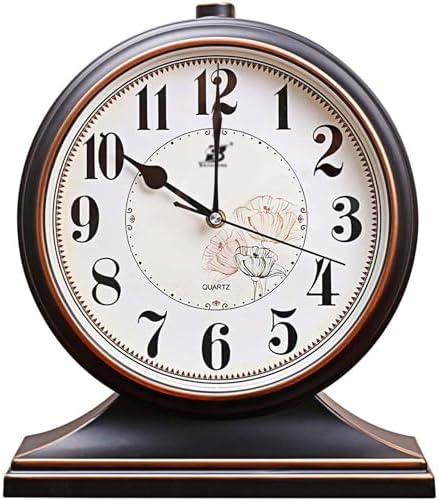European Retro Style Anniversary Clock With Glass Dome - Silent Table Clock For Living Room, Bedroom, Office, 4.3x6.7 Inches