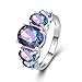 Psiroy 925 Sterling Silver Created Rainbow Topaz Filled 5 Stone Engagement Ring Band