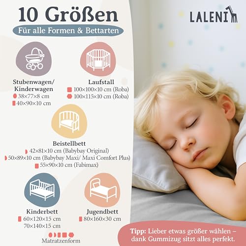 Laleni Jersey Spannbettlaken, 70x140cm, für Baby Beistellbett & Stubenwagen, 100% Baumwolle, Oeko-TEX Zertifiziert, Grau – Ansicht 2