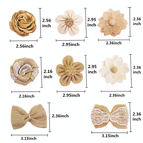 Ozxchixu 28Pcs Burlap Flower Set,Include 11 Styles Handmade Burlap Flowers And 3 Styles Burlap Bowknots,Natural Burlap Flowers For Crafts Party Christmas Wedding Decoration #TOP2