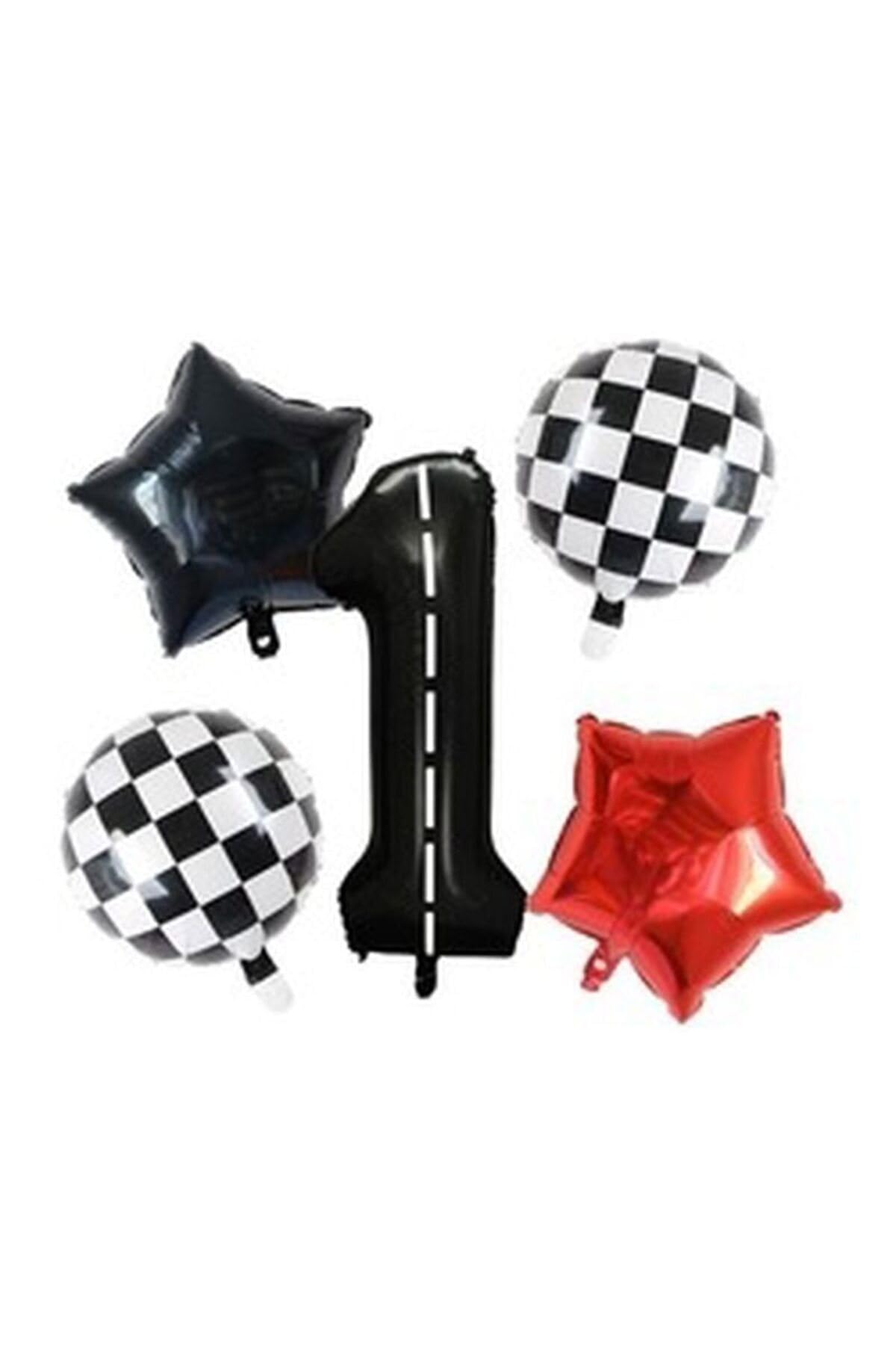 Yarış Temalı Doğum Günü Folyo Balon Takımı 1 Yaş, 1