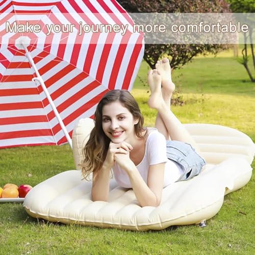 Image of Antson Premium Car Inflatable Bed with Pump & 2 Air Pillow | Quick Inflatable Back Seat Bed | Car Inflatable Mattres | Car Bed Mattress | Car Bed for Kids,Travel,Trip,Camping,Picnic, Beach (Beige)