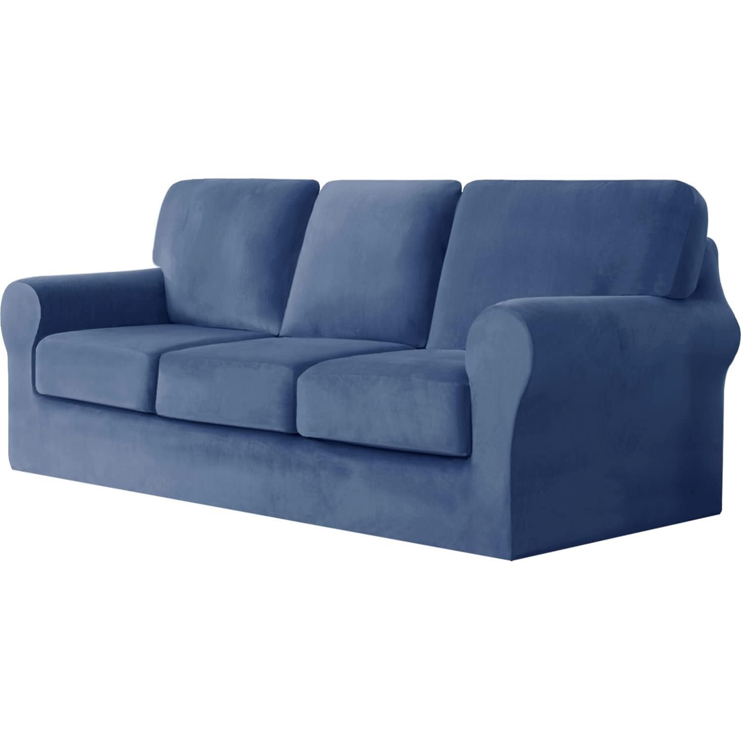SDYdsgE sofa cover， Stretchy 2 Seater Sofa Cover with Separate Cushions and Backrest Covers Nero Fits 3 Posti(Blu Marino.)