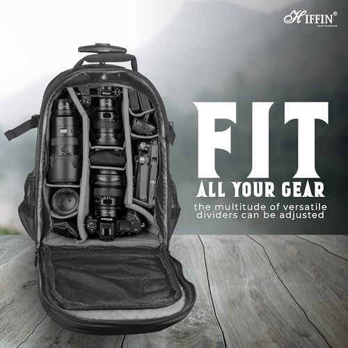 Image of Hiffin 2-in-1 Convertible Backpack Rolling Case for Cameras and Gear with Great Capacity, User-Friendly Design, and Durable Waterproof Construction - Travel in Style