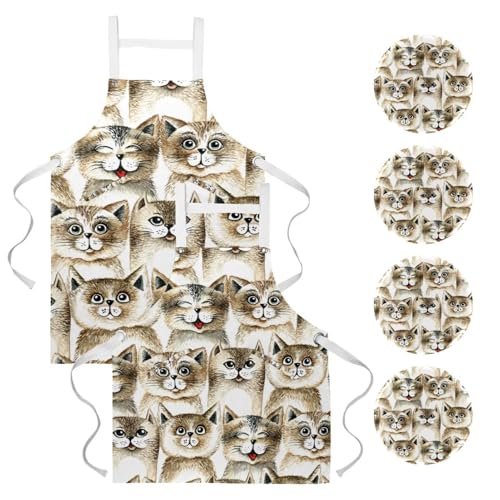 Tablier de serveuse mignon motif chat pour bar, bistrot et service en restaurant