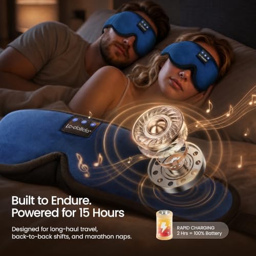 LC-dolida Sleeping Headphones Eye Mask, Sleep Mask with Bluetooth Headphones 3D Eye Mask Wireless Music Cotton Sleep Cover for Side Sleepers Nap Insomnia Air Travel Meditation Gifts for Unisex - Image 6
