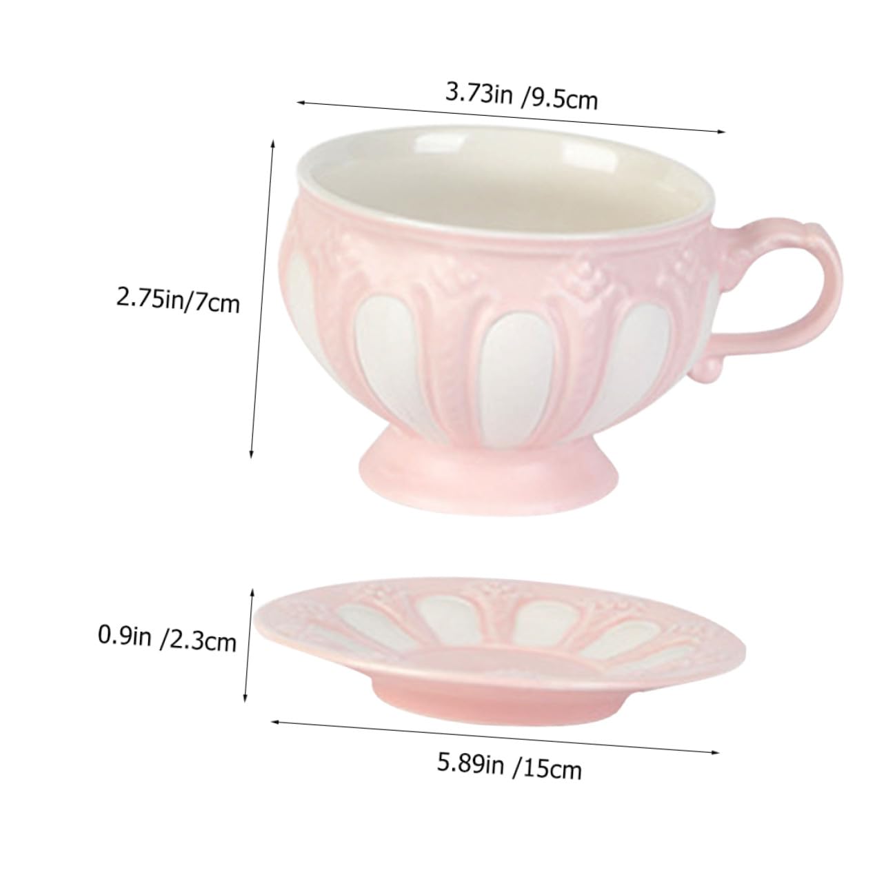 Homoyoyo Juego de Taza de Té y Platillo Rosa 2 Piezas de Cerámica