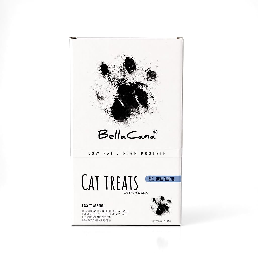 BellaCana 40 Creamy Lickable Cat & Kitten Treats - Tuna + Yucca, Low Fat | High Protein, 40 x 15g Sachets (600g) - No Artificial Colours, Prevents & Protects Urinary Tract Infections and System
