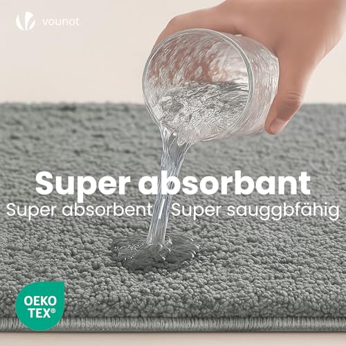Tapis de bain antidérapant évite les glissades vounot microfibre gris