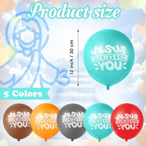 Image of Gejoy Jesus Loves You Balloon 12 Inch Latex Christian Religious Jesus Balloon Party Decor for He Is Risen Party Decor Favor Cross Church Event Birthday Sunday Supplies(Modern Colors,60 Pcs)
