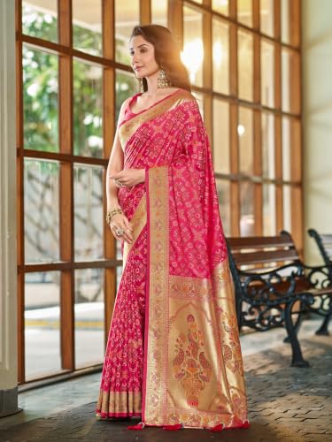 MANOHARI baby pink patola silk saree – image 3