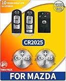 Key Fob Replacement Batteries for Mazda CX-5 (13-19), Mazda3 (04-18), Mazda6 (03-18), CX-9 (07-19), MX-5 Miata (01-19), CX-3 (16-20), CX-7 (07-12) (Check Fitment Guide) 2-Packs CR2025
