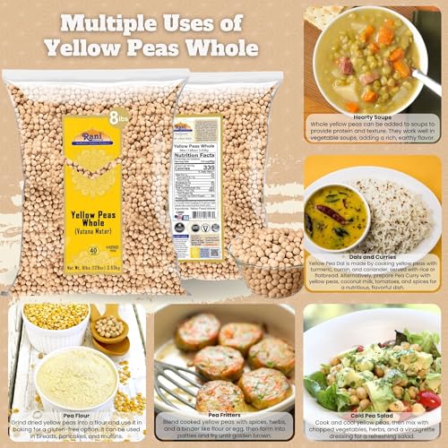 Image of Rani Yellow Peas Whole, Dried (Vatana, Matar) 128oz (8lbs) 3.63kg Bulk ~ All Natural | Vegan | Gluten Friendly | Product of USA