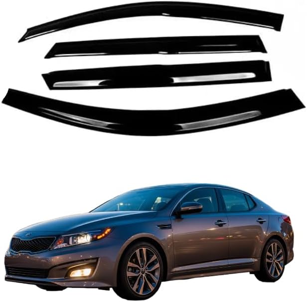 Fit for KIA Optima 2011 2012 2013 2014 2015; Premier 2mm-Thick, Safe Sun, Rain, Wind Deflector, Front & Rear Window Vent Visors, Vent Protection, Tape-On Outside-Mount,4-Pieces Guard Kit