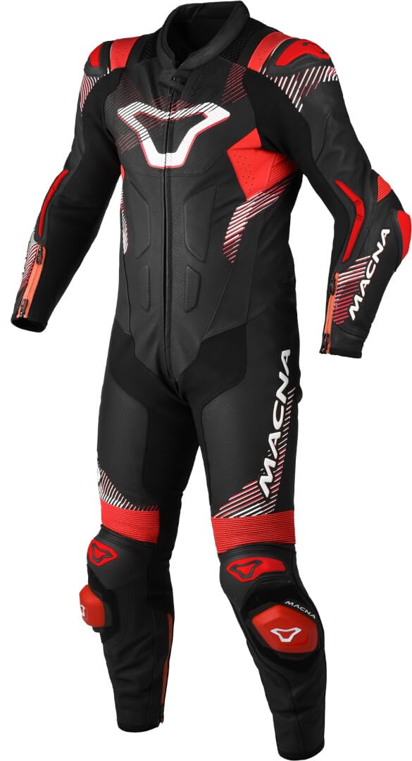 Macna Armadyl 1pc Suits Pelle, Nero/Rosso, 48 Unisex-Adulto