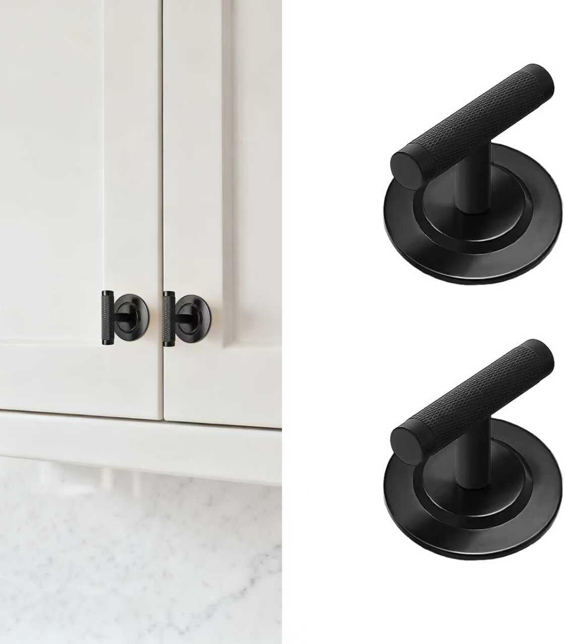 2 Pack Adhesive Knobs Black Stick on Drawer Pulls Peel and Stick Cabinet Handles Screwless Drill Free Hardware Sticky Handle for Sliding Door Wardrobe Dresser Glass Mirror Door