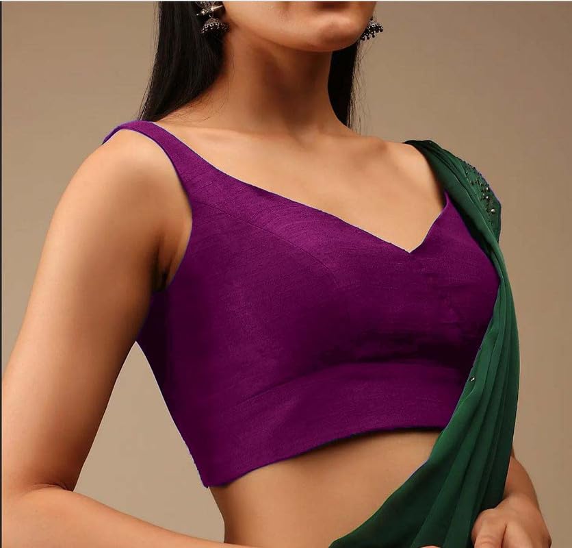 Party Wear Sleeveless Readymade Choli Huk Closer Saree Blouse for Women3