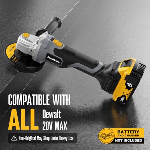 Image of ReliaRoads 20V Brushless Cordless Angle Grinder 4-1 /2 Inch, Compatible with DeWalt 20V MAX Battery, Metal Cutting Grinding Polishing Tool, Battery Not Included (Blackish Gray)