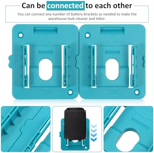 20-Pack Tool Holder and Battery Holder for Makita 18V BL1860/BL1850/BL1840/BL1830, 10 Pcs Battery Mounts Rack, 10 Pcs Drill Tool Hangers Storage Organizer - 4