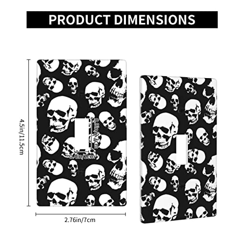 Single Light Switch Plate Cover Decorative 1 Gang Toggle Halloween Skull Black For Kids Boys Room Bedrooms Bathrooms Kitchen Standard Size 4.5" X 2.76" #TOP3
