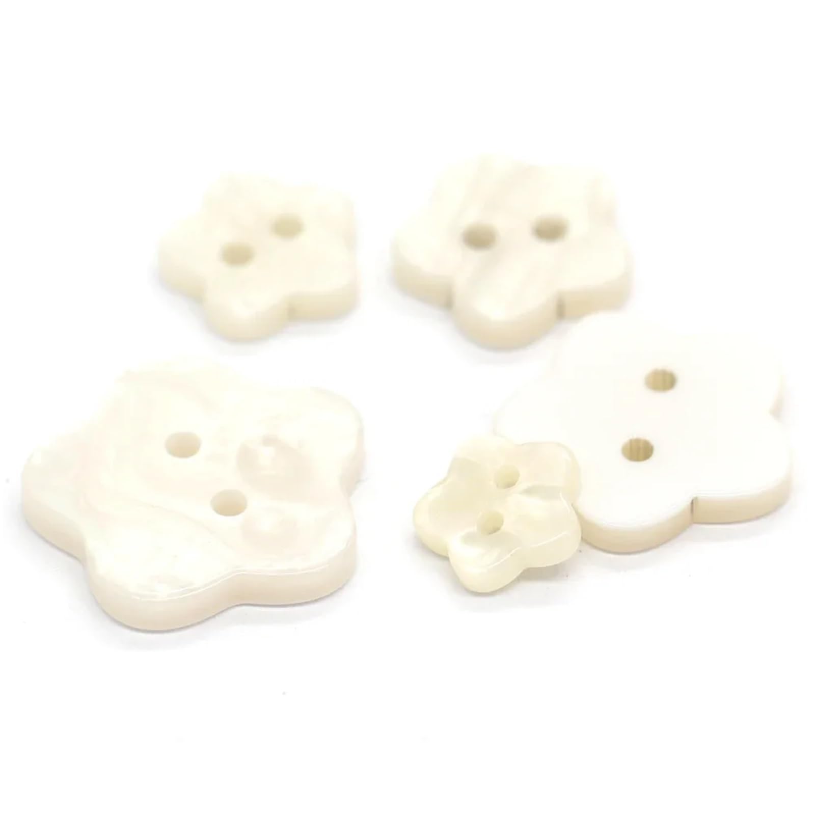 bottoni, Confezione di bottoni piatti in resina a forma floreale bianchi varie dimensioni(25mm 10pcs)