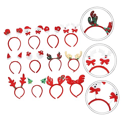 BESTOYARD 12Pcs Tiara De Natal Decoração De Natal Tiaras Presentes Traje De Natal Faixa De Cabelo De