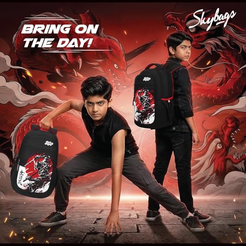 Image of Skybags Kenshi 34L Casual Backpack for Boys & Girls with 3 Compartments & Adjustable Shoulder Strap | Quick Access Front Pocket | Rain Cover | Perfect for School & Travel - Unisex