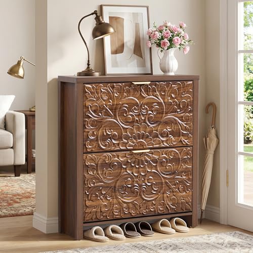 Narrow Flip-Drawer Shoe Cabinet