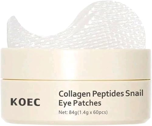 KOEC Collagen Peptides Snail Eye Patches, 84g (60 Pcs) | Snail Secretion Filtrate, Anti-Wrinkle Firming, Deep Hydration Gel, Niacinamide Brightening, Skin Regeneration