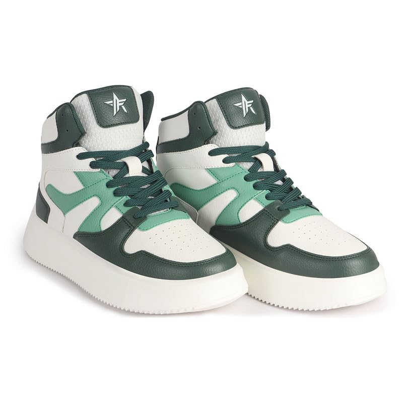 Image of FAUSTO Men High Top Colorblocked Ankle Lace Up Sneakers | Lightweight Casual Shoes with Memory Cushion Insole | Anti Skid Comfort Grip Sole