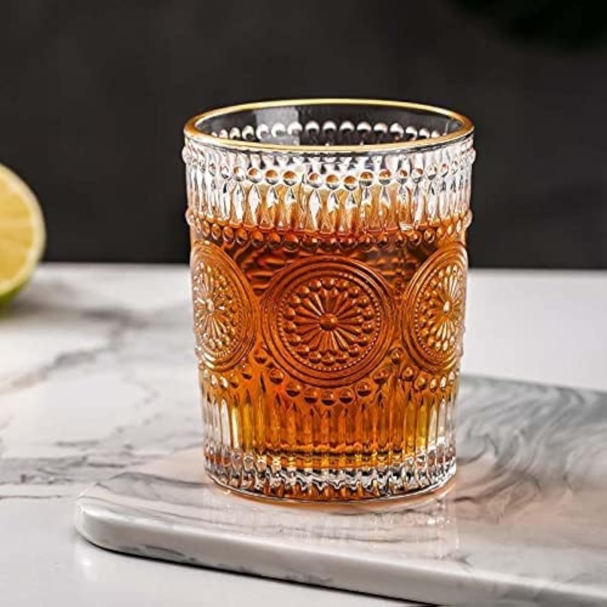 Italian Premium Gold Rim Whiskey Glass Set, 300 ML