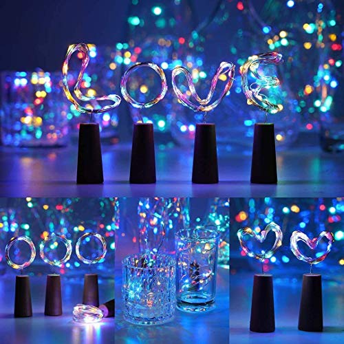 Image of MANSAA M44 Bottle Cork LED String Light | 2 Meter 20 LEDs | Multicolor Automatic Blinking | LR44 Battery Operated | Wine Bottles LED Light | Pack of 2