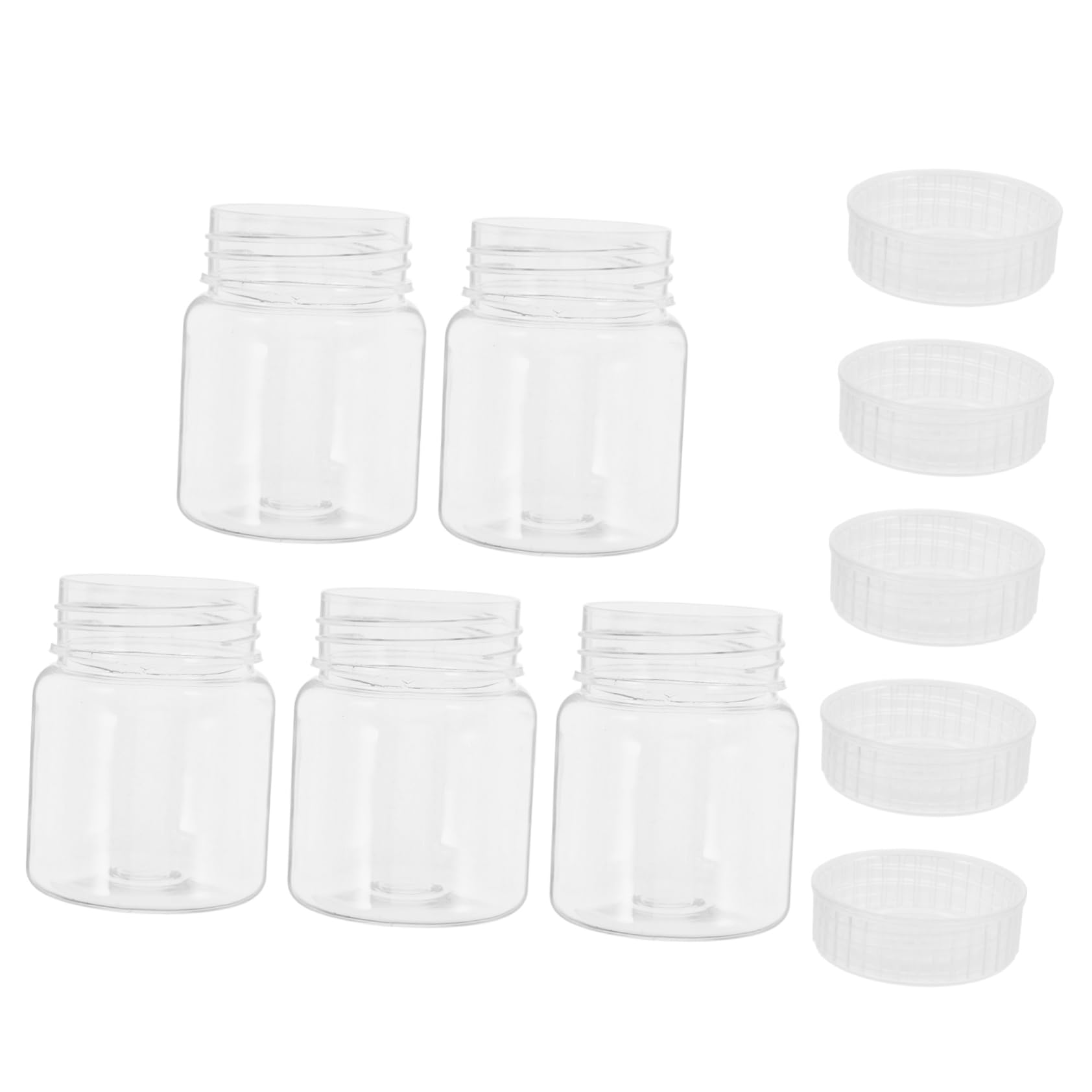 GRIRIW 5pc Tissue Culture Bottles 240ml Wide Mouth Plastic Medicine Storage Containers Lab Sample Jar Caps Reusable for Cell Culture Tissue Engineering