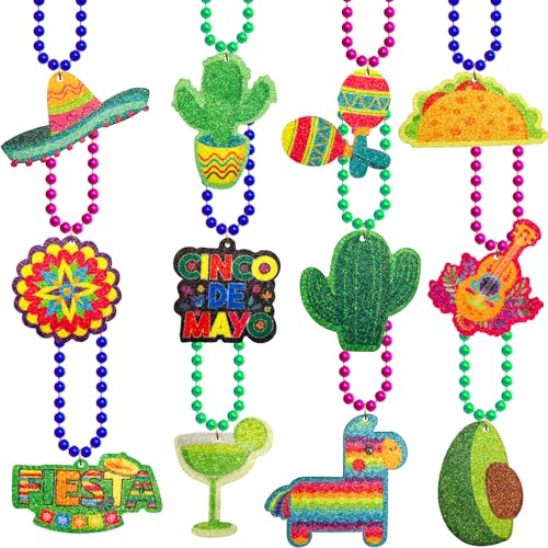 Fancy Land 12PCS Cinco De Mayo Necklaces Fiesta Necklaces Bead Mexican Party Favors Decoration Accessories
