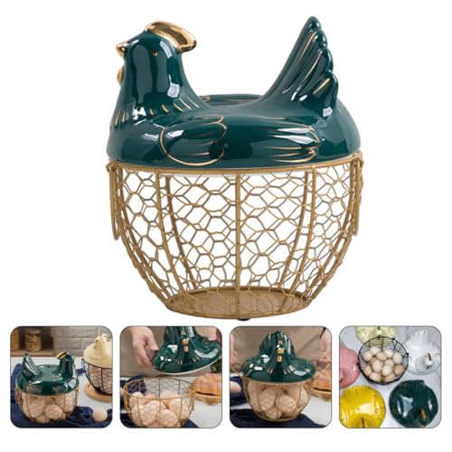 Panier à œufs en fer vert forme poulet pour la cuisine - 8
