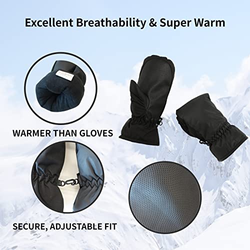 Onnas Winter Ski Mittens For Men & Women - Warm Adult Snow Mitts For Cold Weather - Waterproof Gloves For Snowboarding, Skiing, Black Reflective #TOP5